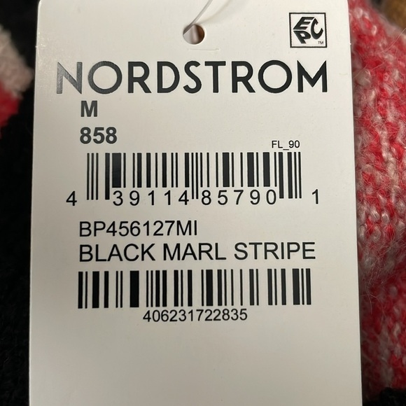 NWT BP. Crop Recycled Blend Knit Cardigan In Black Marl Striped V-Neck Size M - Picture 8 of 8